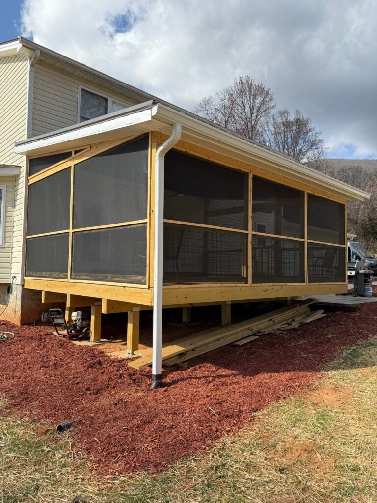 Screened Porch Construction and Concrete Walkway Installation in Asheville