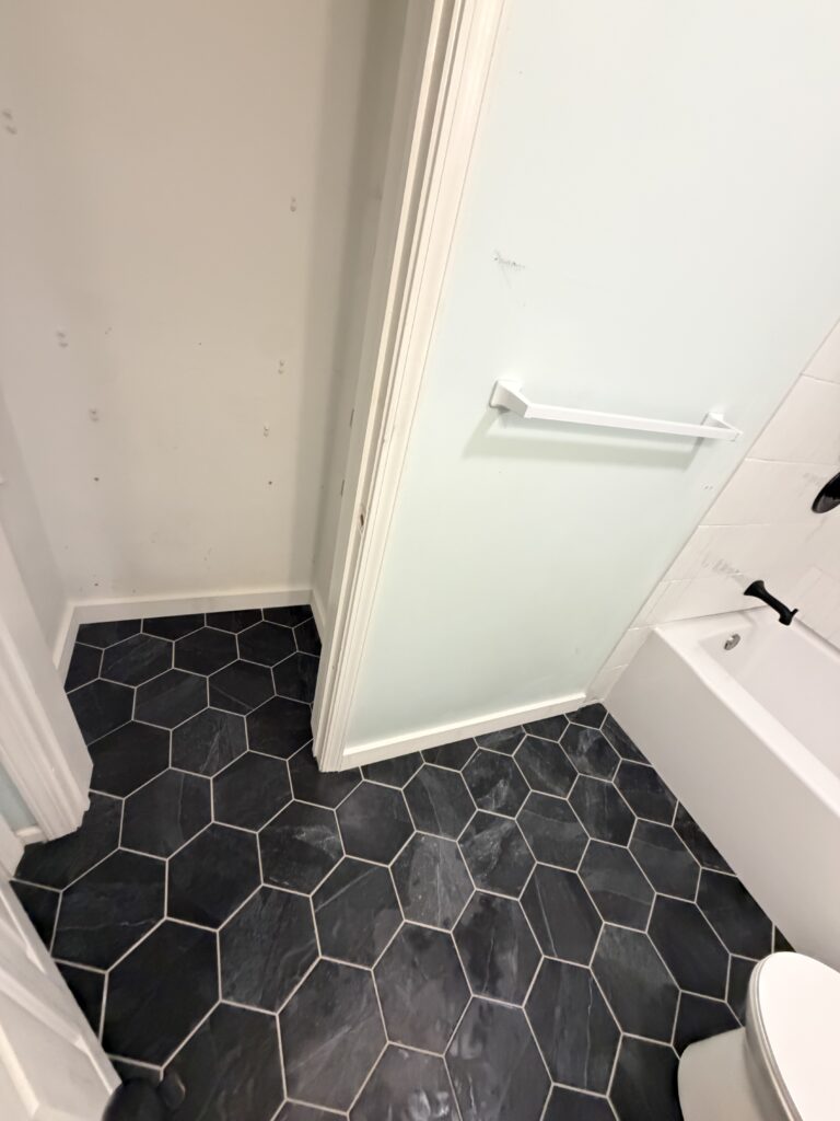 Bathroom Remodel in Asheville — subfloor installation