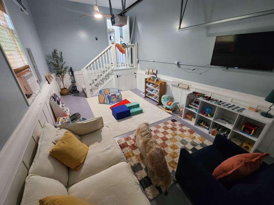 Garage Conversion to Playroom in Weaverville — custom carpentry